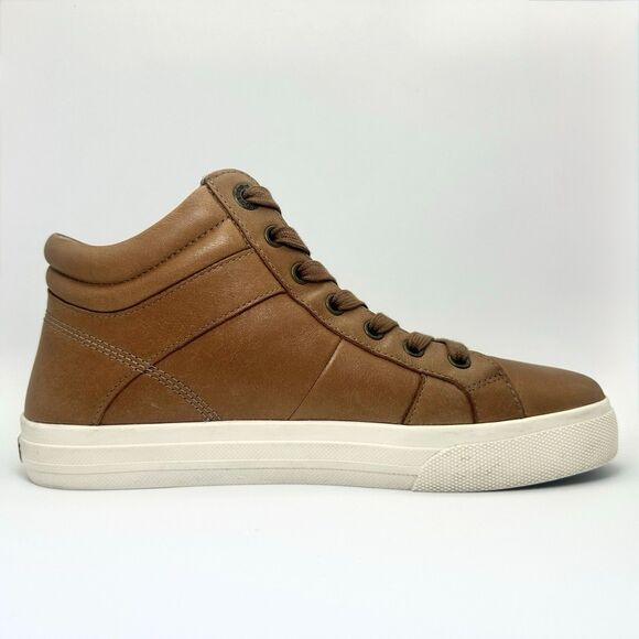 Taos Footwear Winner High Top Sneakers Leather Side Zip Caramel 8.5 - Picture 3 of 9